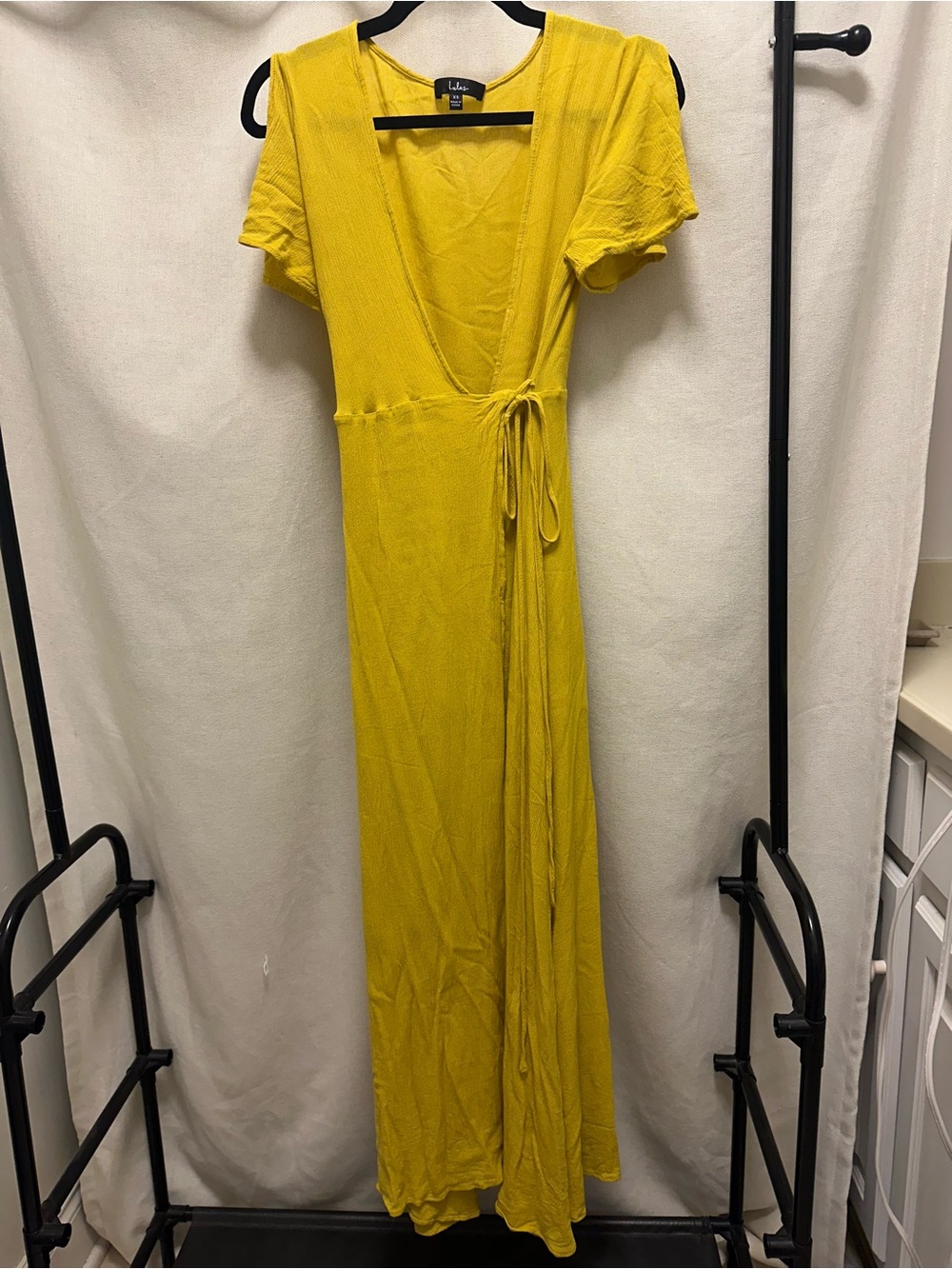 Lulu's Bright Yellow Wrap Maxi Dress